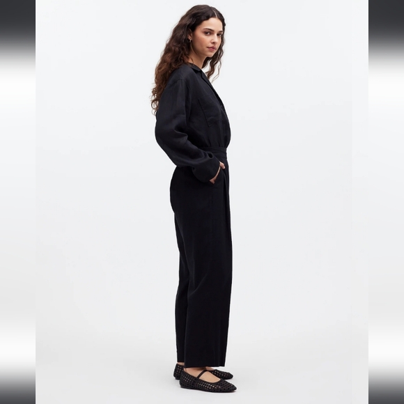 Madewell Black Linen Viscose Casual Pull On Straight Leg Crop Casual Pants 4 - Picture 12 of 13